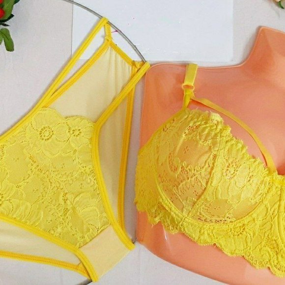 Sheer Floral Underwired Sexy Bra & Pantie Non-Padded set - Picture 6 of 6